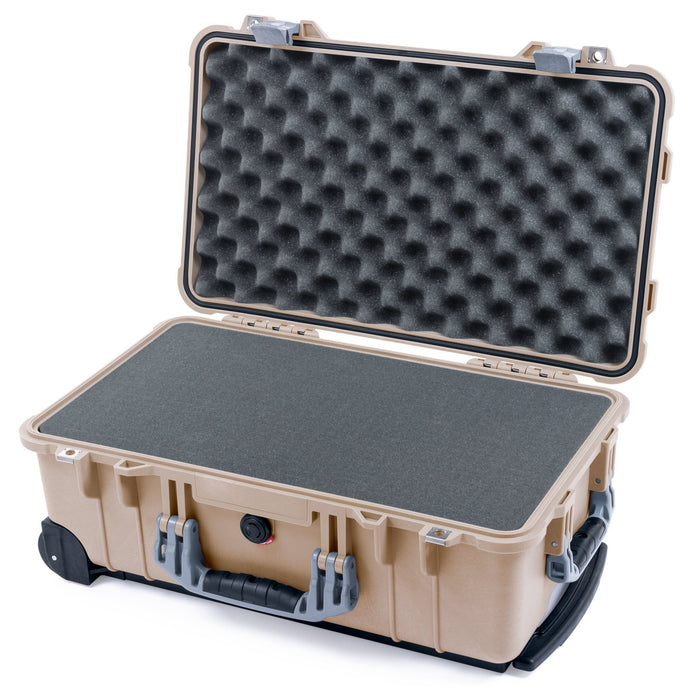 Pelican 1510 Case - Desert Tan & Silver - Pick & Pluck Foam / Convolute Lid Foam