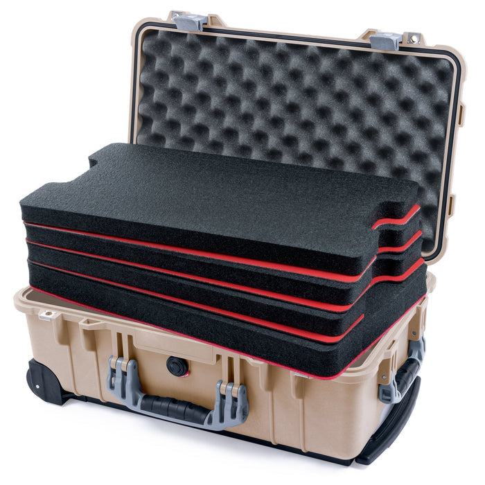 Pelican 1510 Case - Desert Tan & Silver - DIY Tool Foam Kit / Convolute Lid Foam