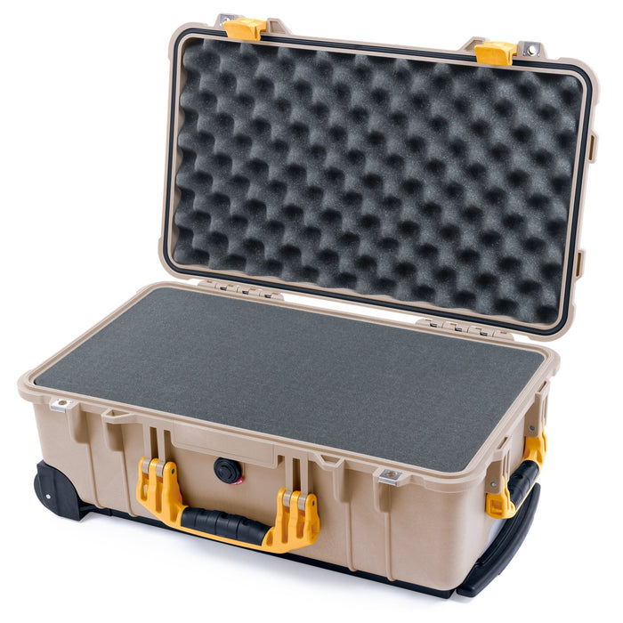 Pelican 1510 Case - Desert Tan & Yellow - Pick & Pluck Foam / Convolute Lid Foam