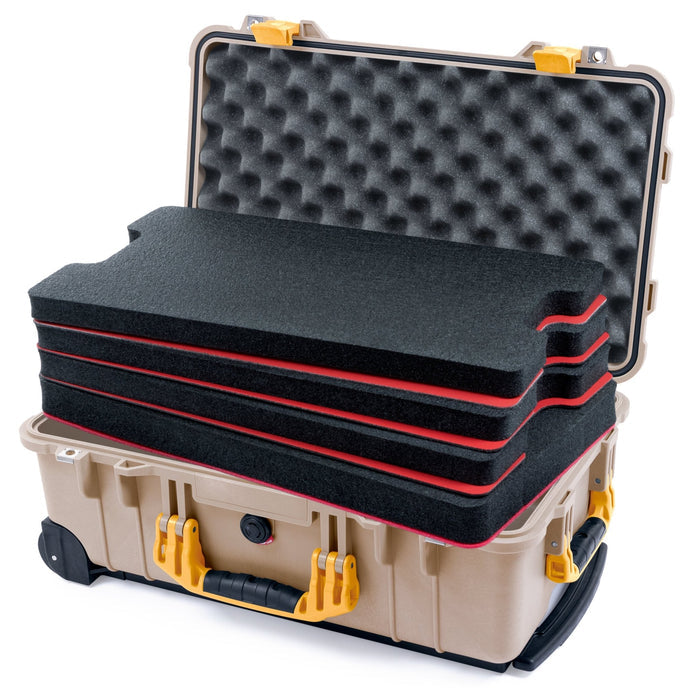 Pelican 1510 Case - Desert Tan & Yellow - DIY Tool Foam Kit / Convolute Lid Foam