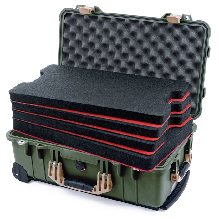 Pelican 1510 Case - OD Green & Desert Tan - DIY Tool Foam Kit / Convolute Lid Foam