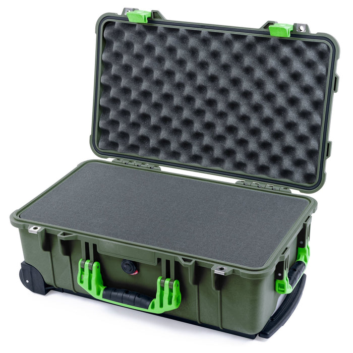 Pelican 1510 Case - OD Green & Lime Green - Pick & Pluck Foam / Convolute Lid Foam