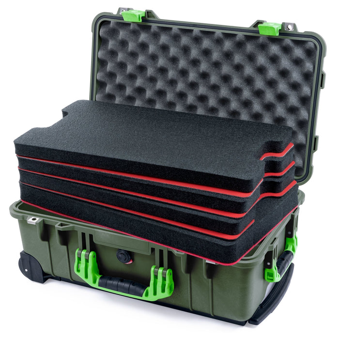 Pelican 1510 Case - OD Green & Lime Green - DIY Tool Foam Kit / Convolute Lid Foam