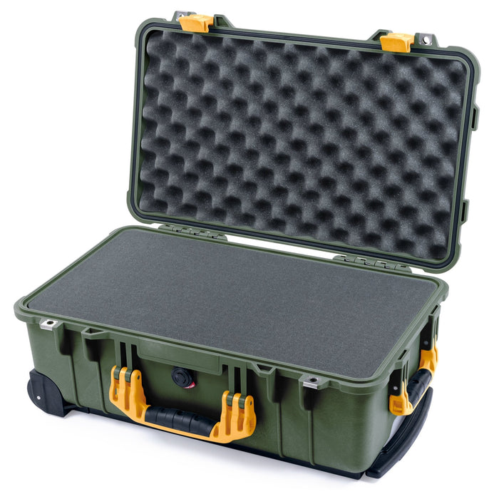 Pelican 1510 Case - OD Green & Yellow - Pick & Pluck Foam / Convolute Lid Foam