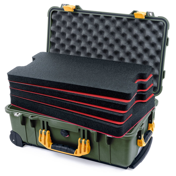 Pelican 1510 Case - OD Green & Yellow - DIY Tool Foam Kit / Convolute Lid Foam