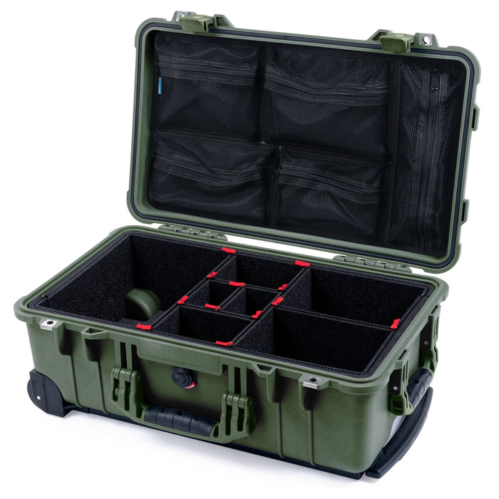 Pelican 1510 Case - OD Green - TrekPak Divider System / Mesh Lid Organizer