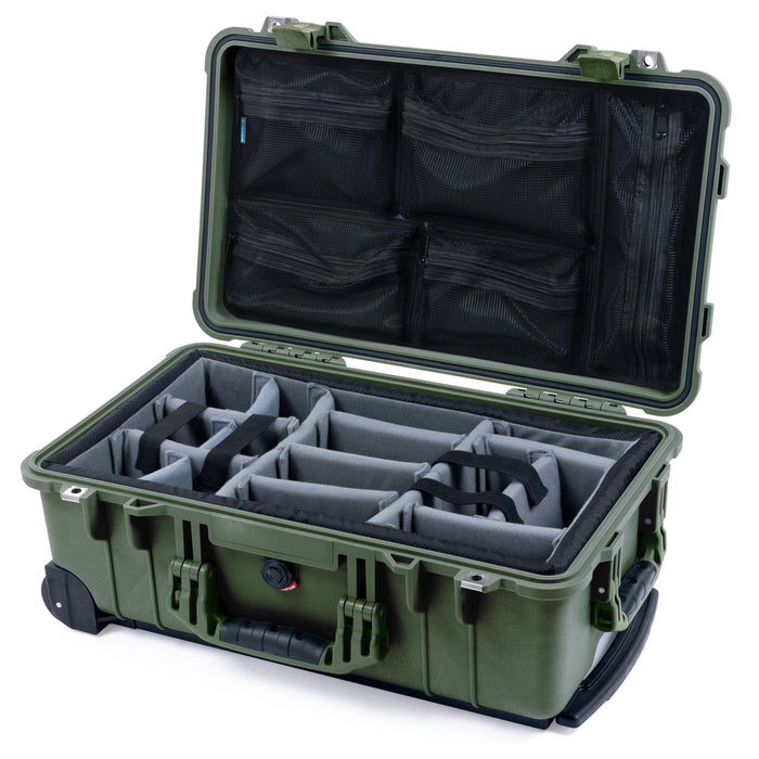 Pelican 1510 Case - OD Green - Padded Microfiber Dividers / Mesh Lid Organizer