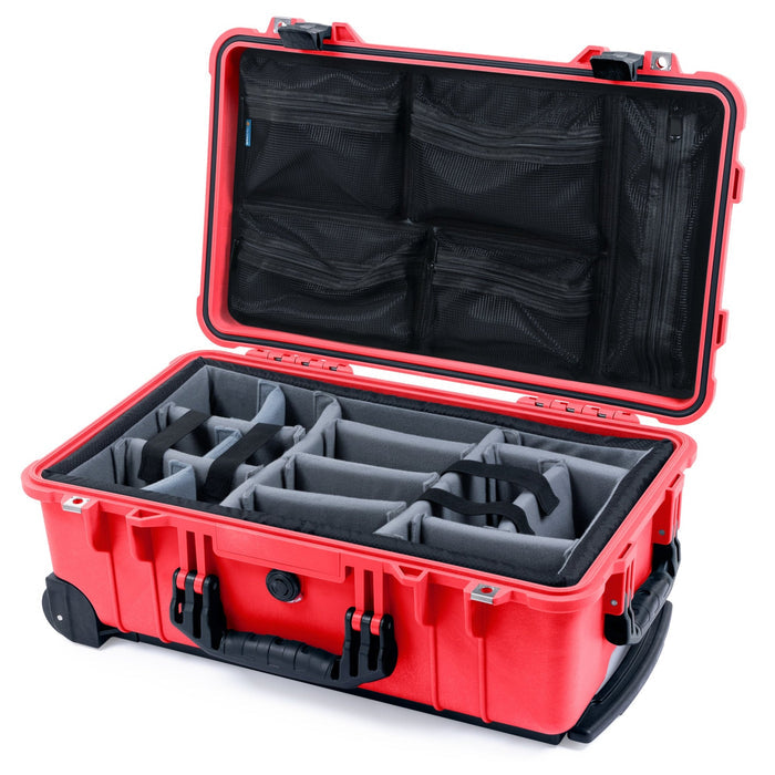 Pelican 1510 Case - Red & Black - Padded Microfiber Dividers / Mesh Lid Organizer