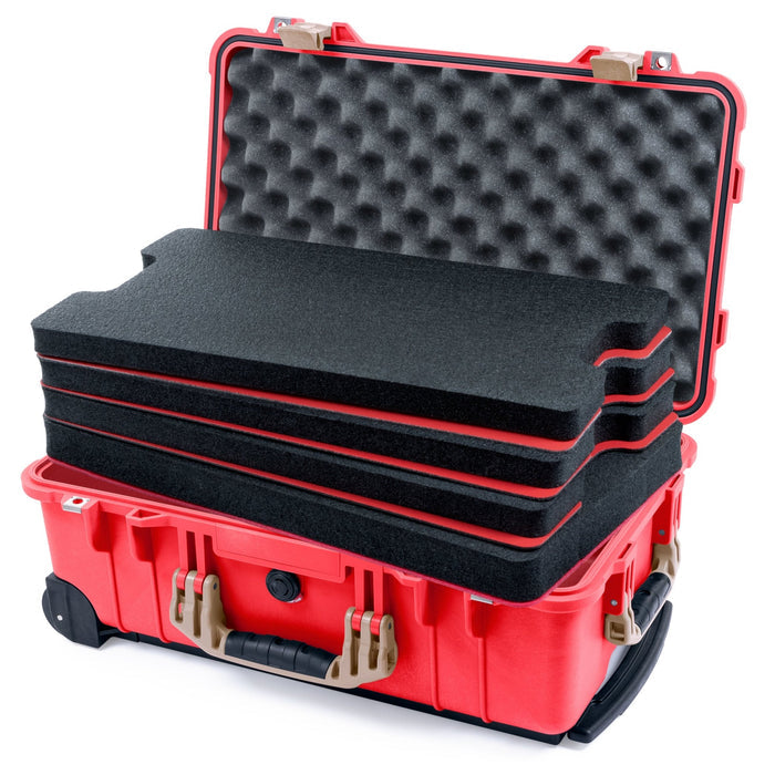 Pelican 1510 Case - Red & Desert Tan - DIY Tool Foam Kit / Convolute Lid Foam