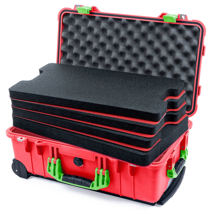 Pelican 1510 Case - Red & Lime Green - DIY Tool Foam Kit / Convolute Lid Foam