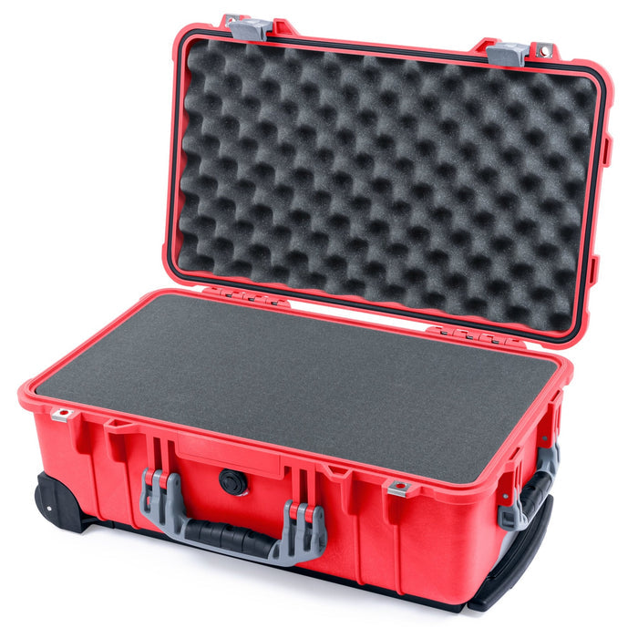 Pelican 1510 Case - Red & Silver - Pick & Pluck Foam / Convolute Lid Foam