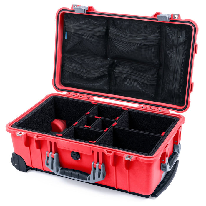 Pelican 1510 Case - Red & Silver - TrekPak Divider System / Mesh Lid Organizer