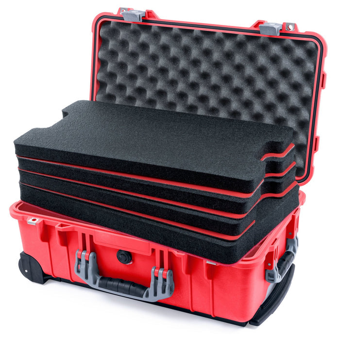 Pelican 1510 Case - Red & Silver - DIY Tool Foam Kit / Convolute Lid Foam