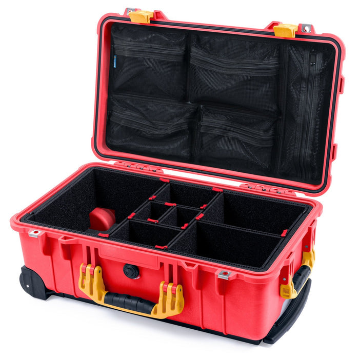 Pelican 1510 Case - Red & Yellow - TrekPak Divider System / Mesh Lid Organizer