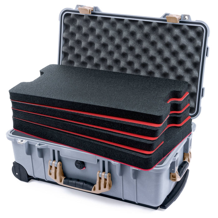 Pelican 1510 Case - Silver & Desert Tan - DIY Tool Foam Kit / Convolute Lid Foam