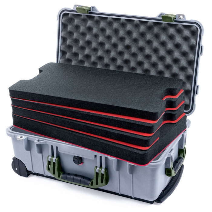 Pelican 1510 Case - Silver & OD Green - DIY Tool Foam Kit / Convolute Lid Foam