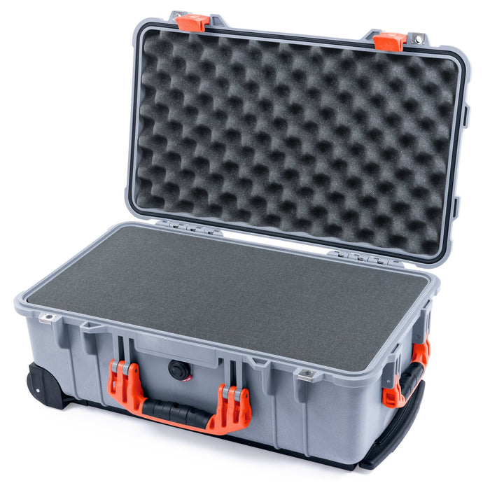 Pelican 1510 Case - Silver & Orange - Pick & Pluck Foam / Convolute Lid Foam
