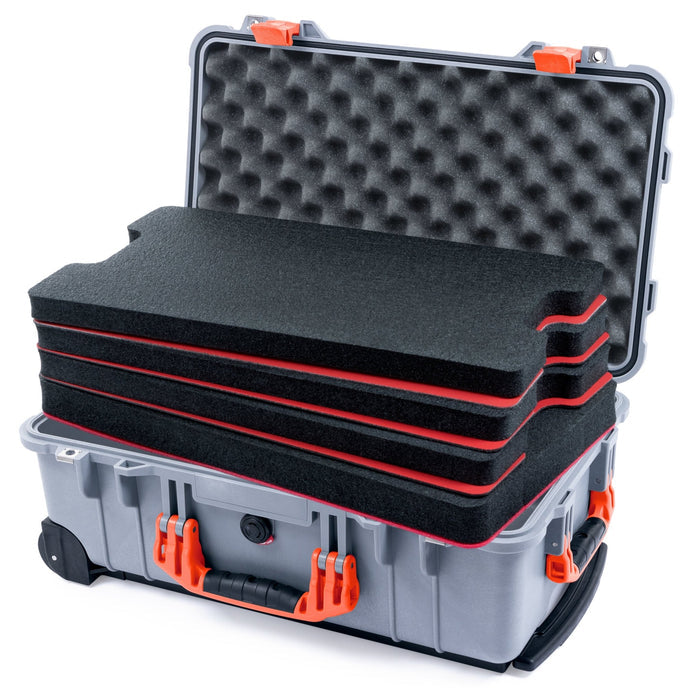 Pelican 1510 Case - Silver & Orange - DIY Tool Foam Kit / Convolute Lid Foam
