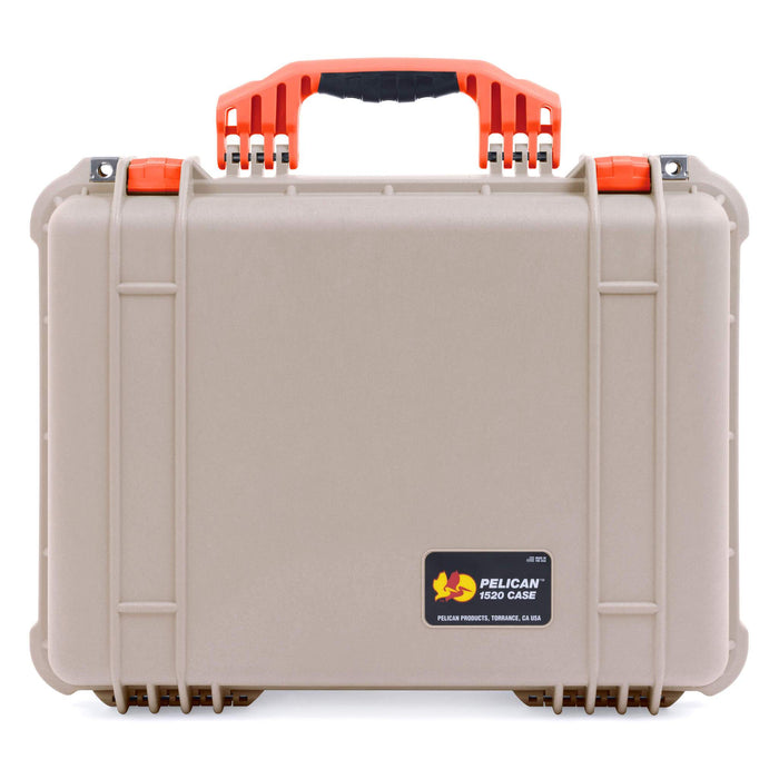Pelican 1520 Case, Desert Tan with Orange Handle & Latches ColorCase