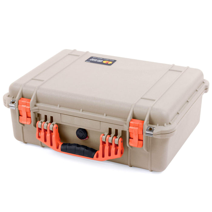 Pelican 1520 Case, Desert Tan with Orange Handle & Latches ColorCase