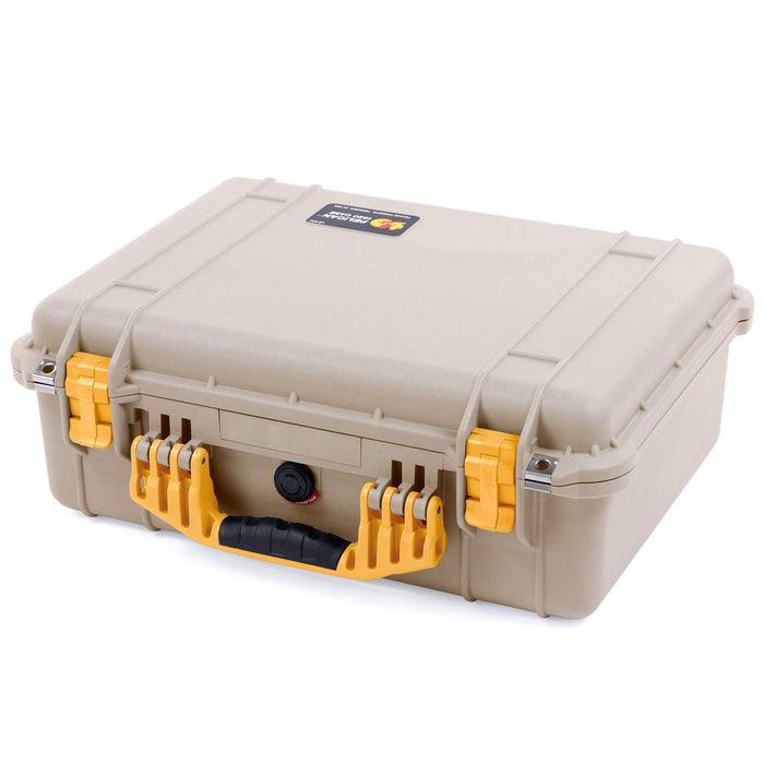 Pelican 1520 Case, Desert Tan with Yellow Handle & Latches ColorCase