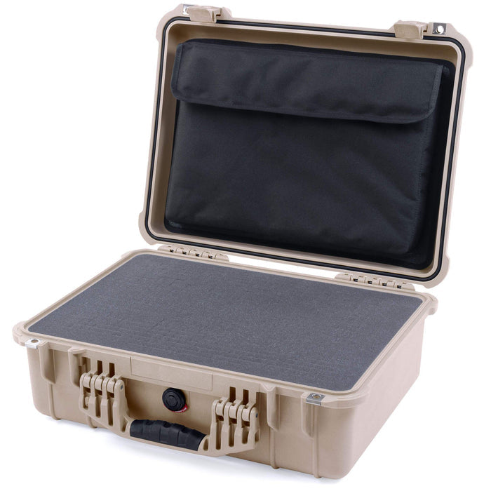Pelican 1520 Case, Desert Tan Pick & Pluck Foam with Computer Pouch ColorCase 015200-0201-310-310