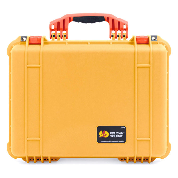 Pelican 1520 Case, Yellow with Orange Handle & Latches ColorCase