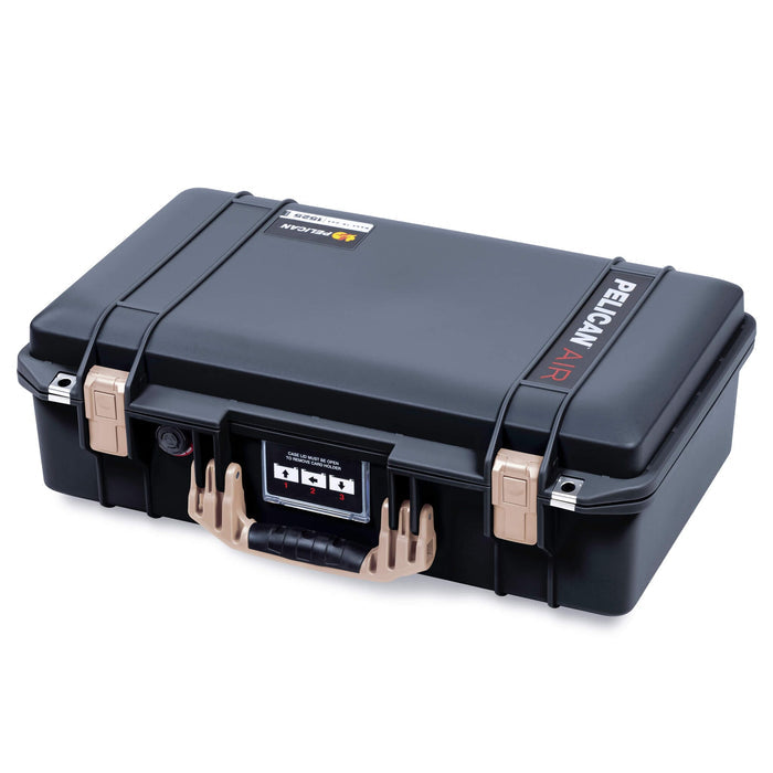 Pelican 1525 Air Case, Black with Desert Tan Handle & Latches ColorCase