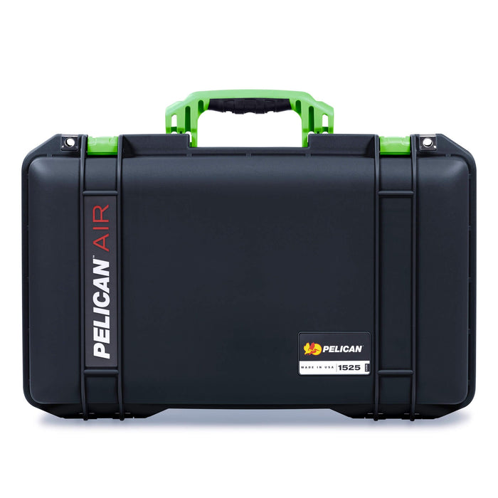Pelican 1525 Air Case, Black with Lime Green Handle & Latches ColorCase