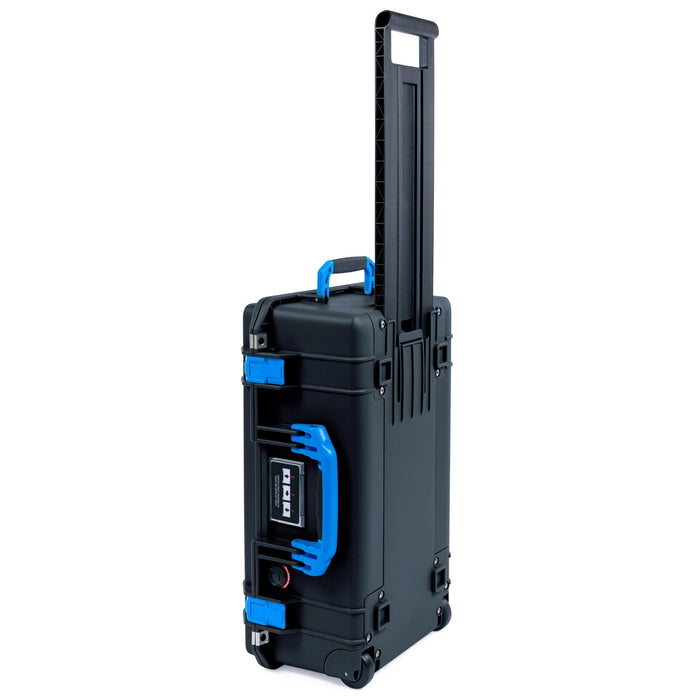 Pelican 1535 Air Carry-on Case - Black Case with Blue Handle & Latches - Trolley View Upright