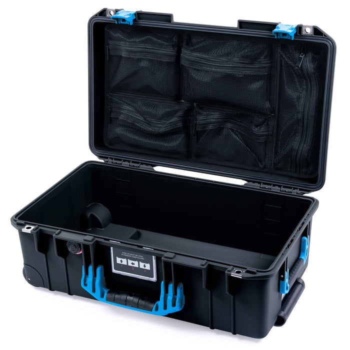 Pelican 1535 Air Carry-on Case - Black Case with Blue Handle & Latches - Mesh Lid Organizer Only
