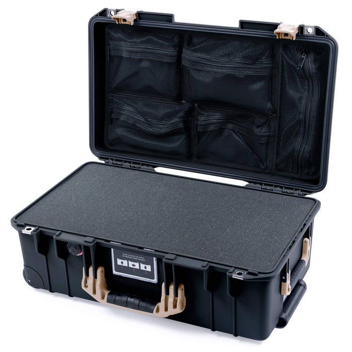 Pelican 1535 Air Carry - on Case - Black & Desert Tan - Pick & Pluck Foam / Mesh Lid Organizer