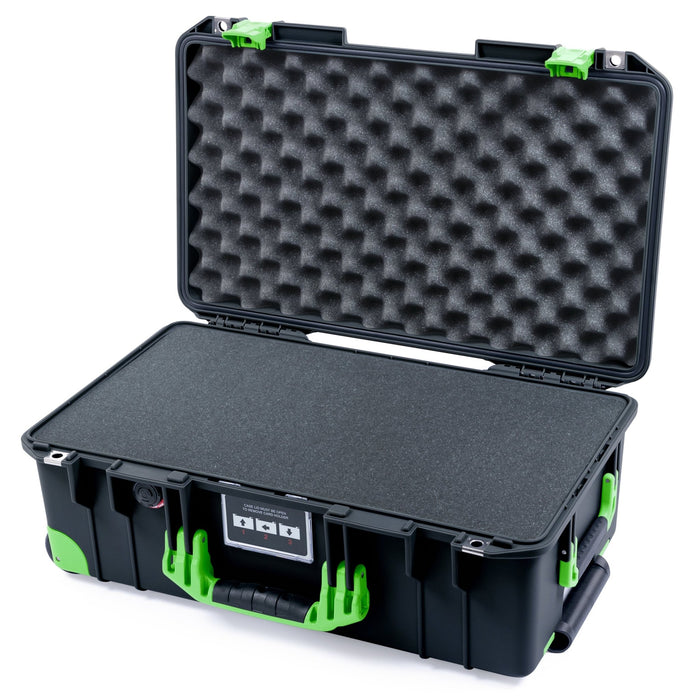 Pelican 1535 Air Carry - on Case - Black & Lime Green Trolley - Pick & Pluck Foam / Convoluted Lid Foam
