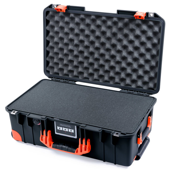 Pelican 1535 Air Carry - on Case - Black & Orange Trolley - Pick & Pluck Foam / Convoluted Lid Foam