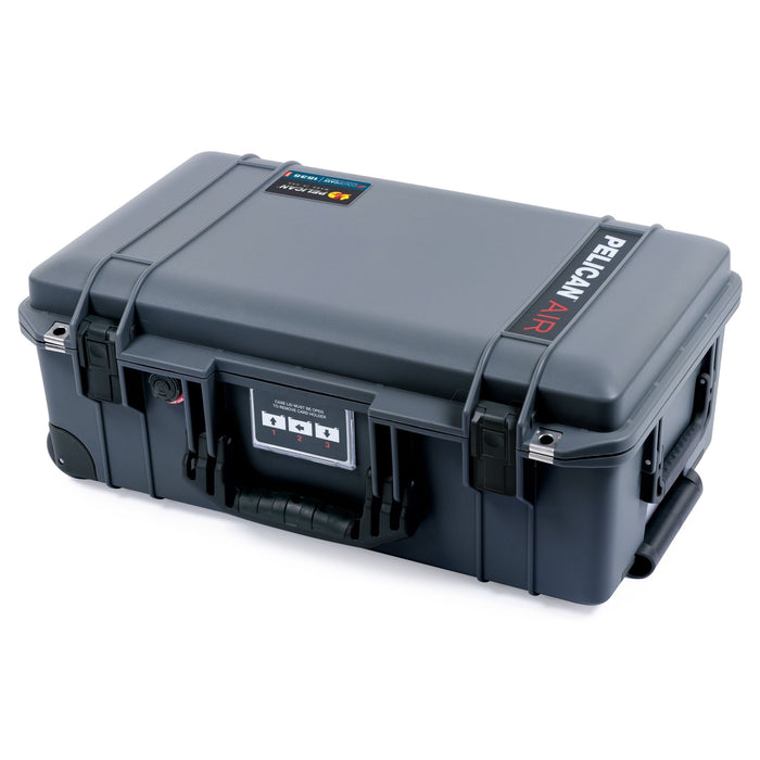 Pelican 1535 Air Carry-on Case - Charcoal & Black Trolley - Flay Closed View