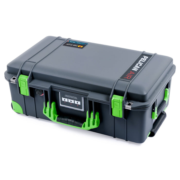 Pelican 1535 Air Carry - on Case - Charcoal & Lime Green Trolley - Empty