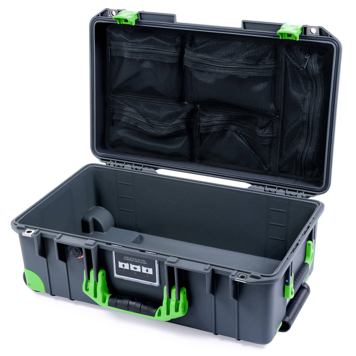 Pelican 1535 Air Carry - on Case - Charcoal & Lime Green Trolley - Mesh Lid Organizer Only