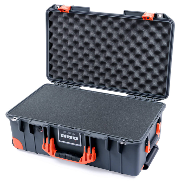 Pelican 1535 Air Carry - on Case - Charcoal & Orange Trolley - Pick & Pluck Foam / Convoluted Lid Foam