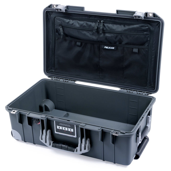 Pelican 1535 Air Carry - on Case - Charcoal & Silver Trolley - TRVL Lid Organizer Only