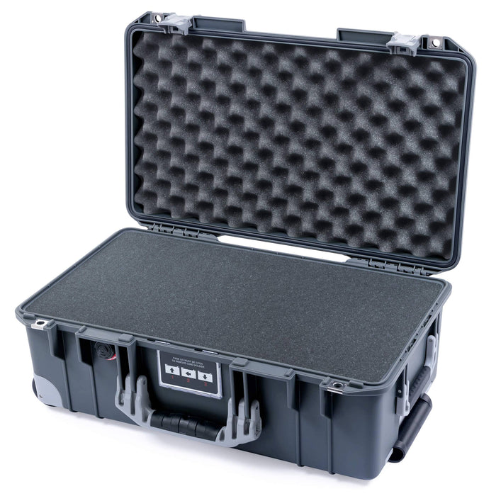 Pelican 1535 Air Carry - on Case - Charcoal & Silver Trolley - Pick & Pluck Foam / Convoluted Lid Foam