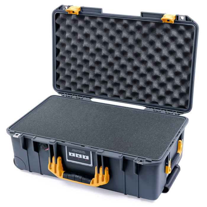 Pelican 1535 Air Carry - on Case - Charcoal & Yellow - Pick & Pluck Foam / Convoluted Lid Foam