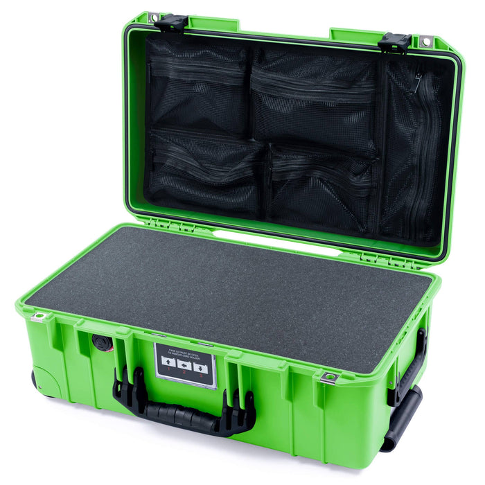Pelican 1535 Air Carry - on Case - Lime Green & Black - Pick & Pluck Foam / Mesh Lid Organizer
