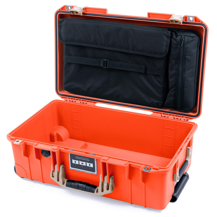 Pelican 1535 Air Case, Orange with Desert Tan Handles & Latches Laptop Computer Lid Pouch Only ColorCase 015350-0200-150-311