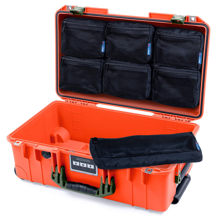 Pelican 1535 Air Case, Orange with OD Green Handles & Latches 7-Piece Removable Mesh Pouches Only ColorCase 015350-0700-150-131