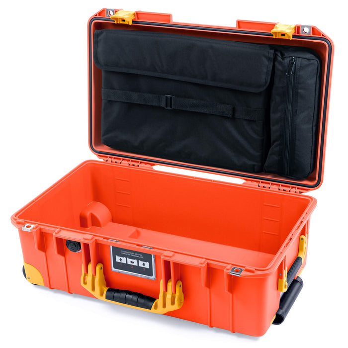Pelican 1535 Air Case, Orange with Yellow Handles, Latches & Trolley Laptop Computer Lid Pouch Only ColorCase 015350-0200-150-241-240
