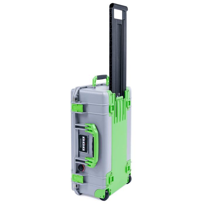 Pelican 1535 Air Case, Silver with Lime Green Handles, Latches & Trolley ColorCase