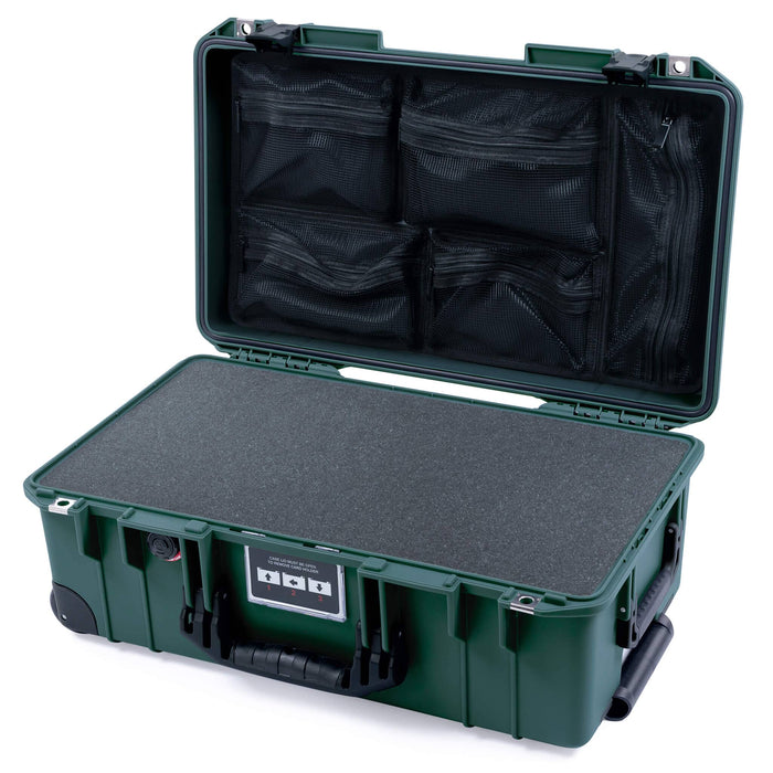 Pelican 1535 Air Carry-on Case - Trekking Green & Black - Pick & Pluck Foam / Mesh Lid Organizer