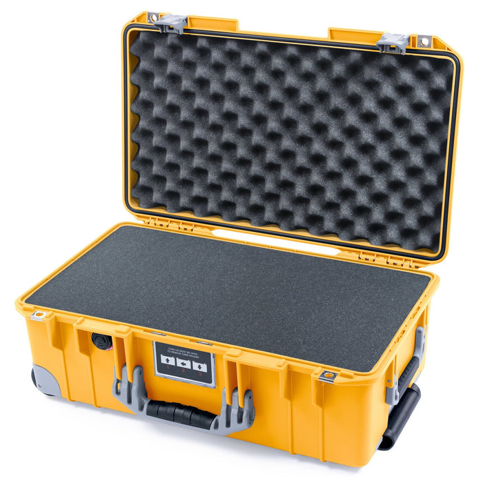 Pelican 1535 Air Carry - on Case - Yellow & Silver Trolley - Pick & Pluck Foam / Convoluted Lid Foam