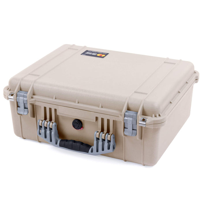 Pelican 1550 Case, Desert Tan with Silver Handle & Latches ColorCase