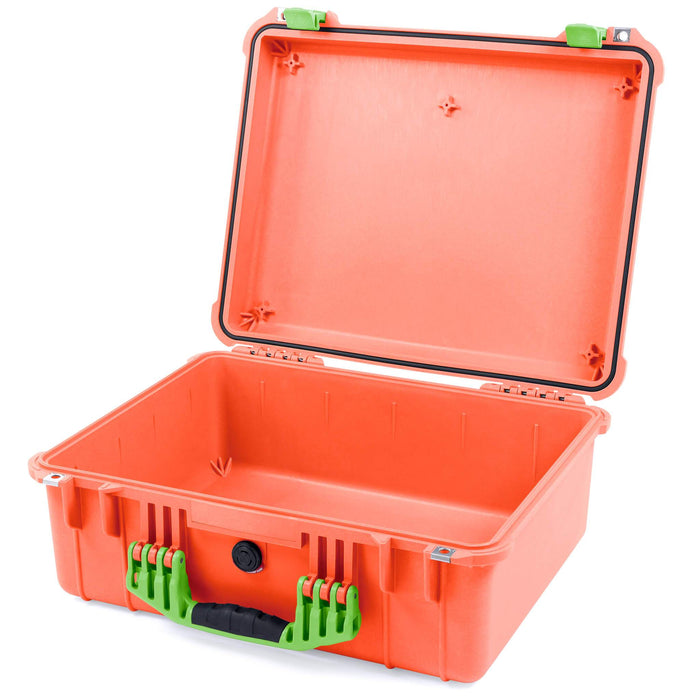 Pelican 1550 Case, Orange with Lime Green Handle & Latches None (Case Only) ColorCase 015500-0000-150-300